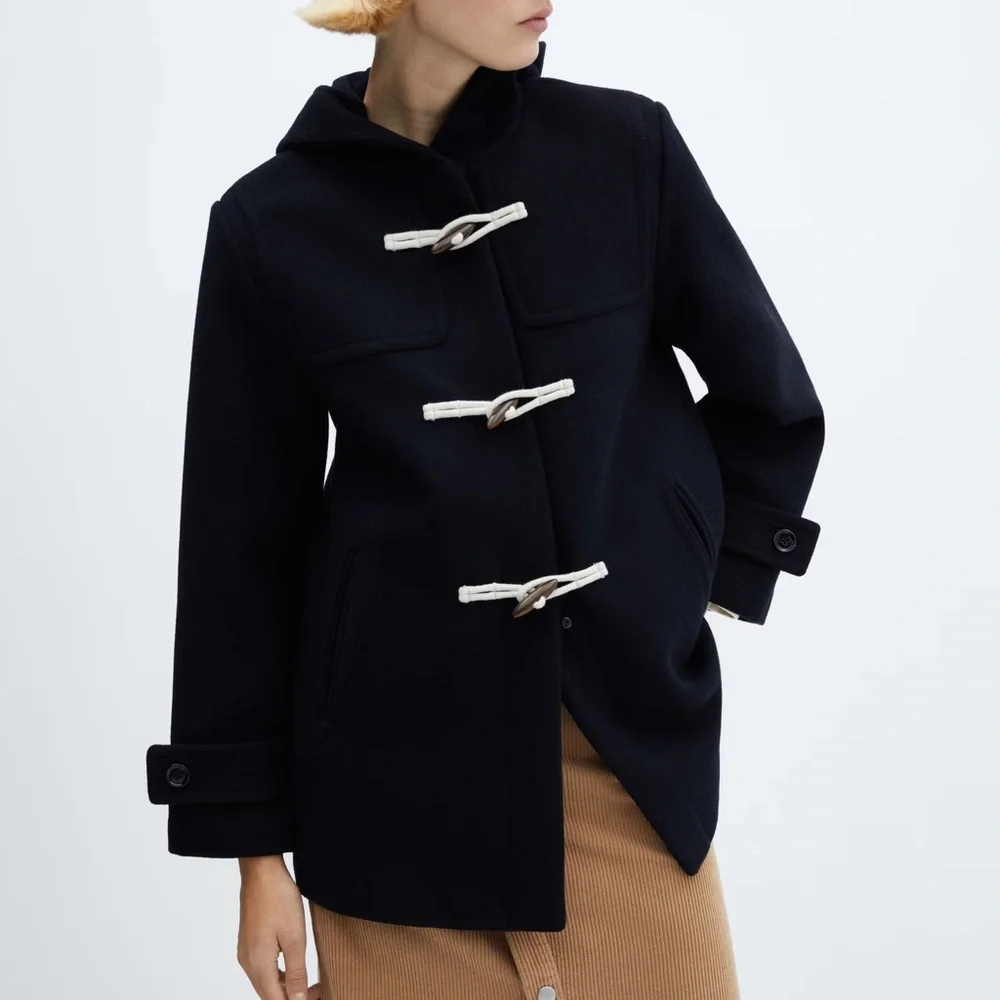 NWT MANGO Hooded Wool Coat size XS - Picture 1 of 16